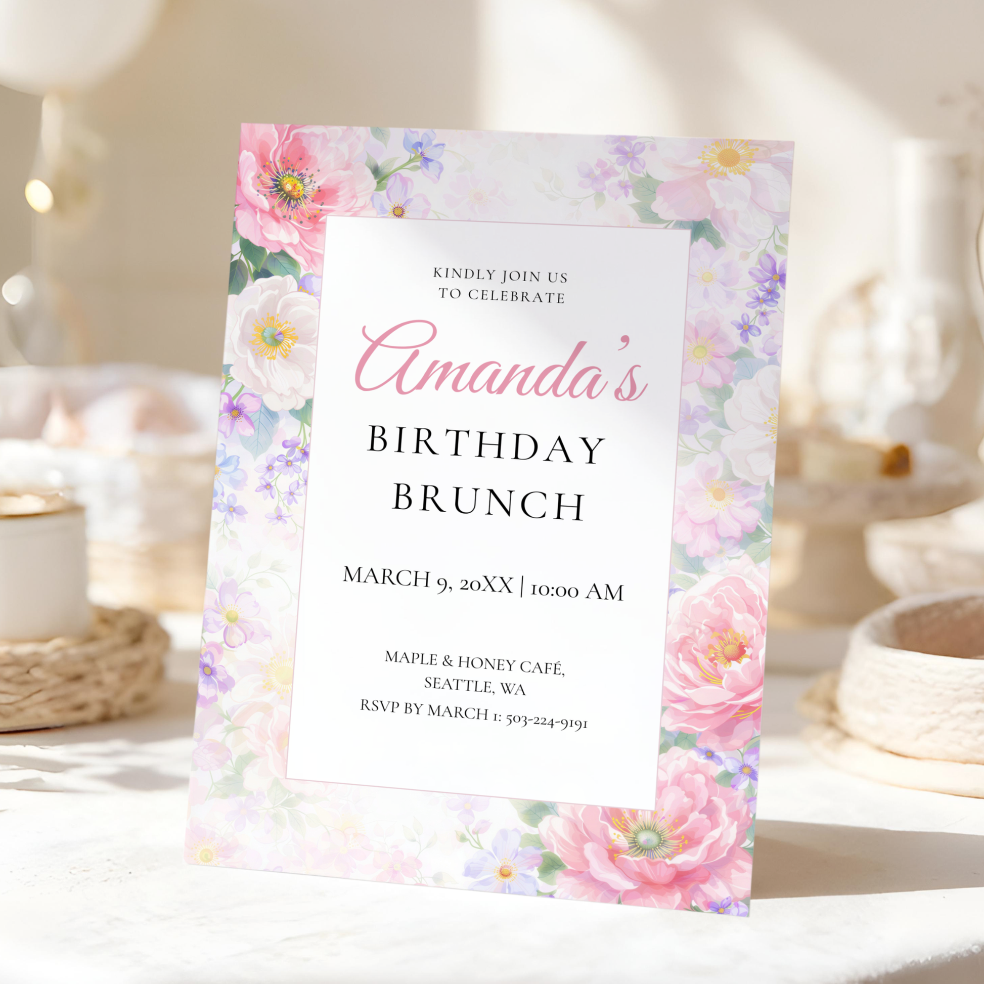 Floral Birthday Brunch Invitation by Pretty Digital — view 10