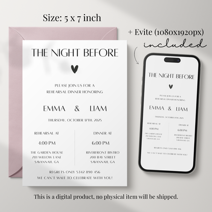 The Night Before — Modern Rehearsal Dinner Invitation Template by Pretty Digital — view 2