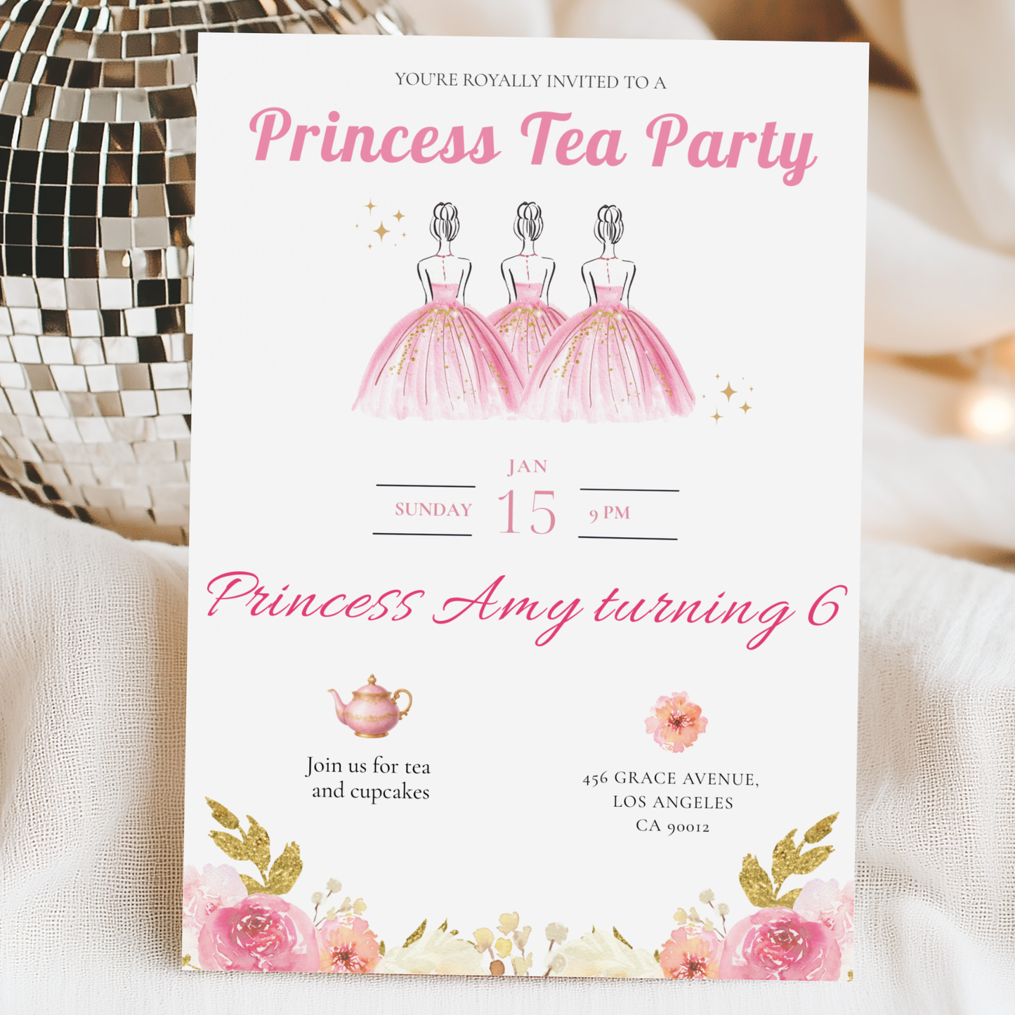You're Royally Invited — Princess Tea Party Invitation Template by Pretty Digital — printable digital download