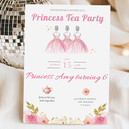 You're Royally Invited — Princess Tea Party Invitation Template by Pretty Digital — printable digital download
