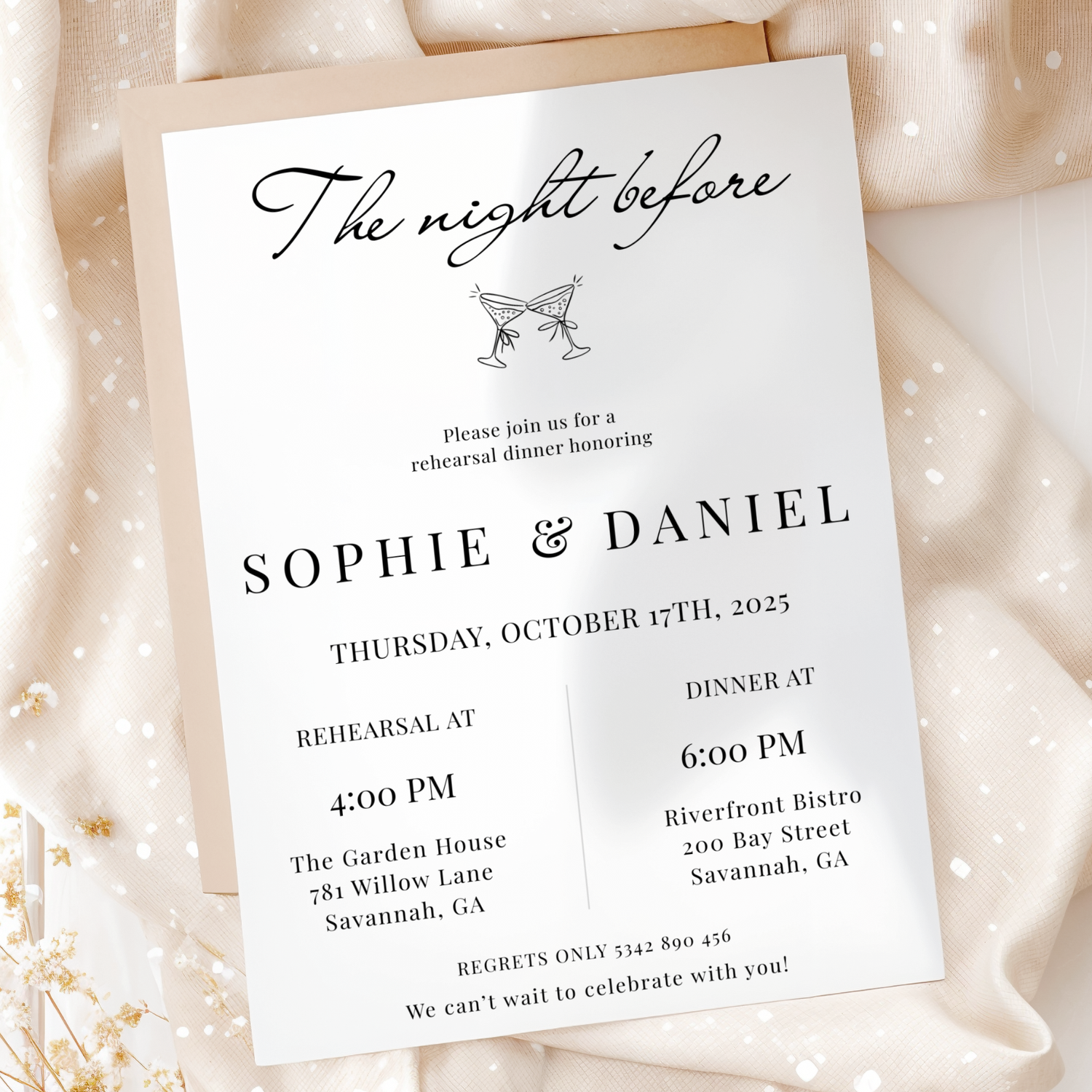 The Night Before — Rehearsal Dinner Invitation Template by Pretty Digital — printable digital download