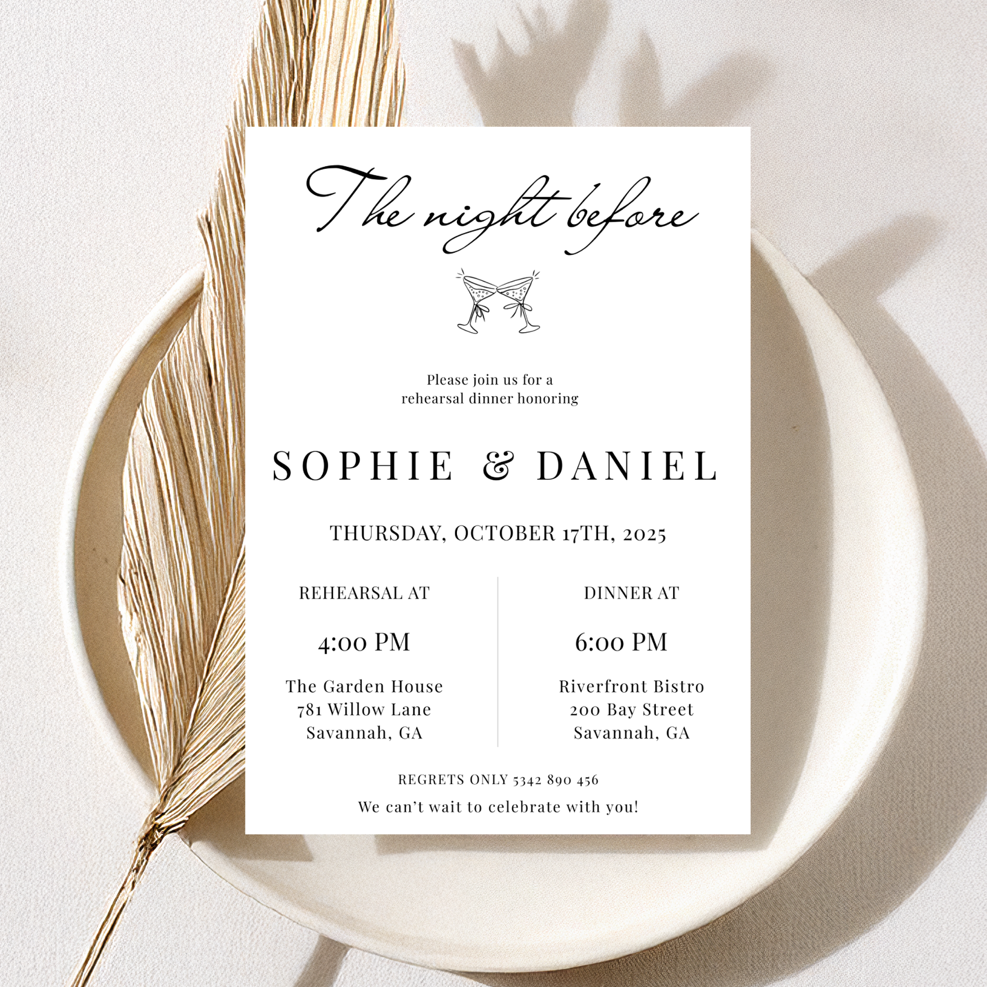 The Night Before — Rehearsal Dinner Invitation Template by Pretty Digital — view 3