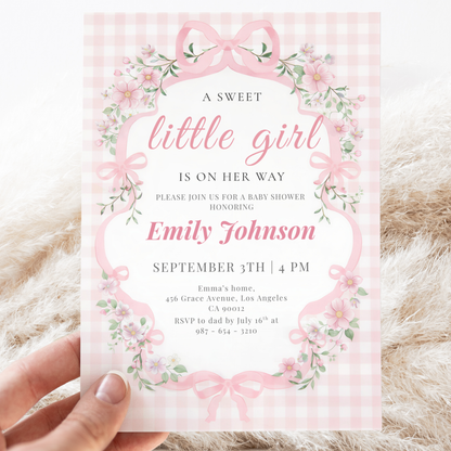 A Sweet Little Girl Is on Her Way — Baby Shower Invitation Template by Pretty Digital — view 9