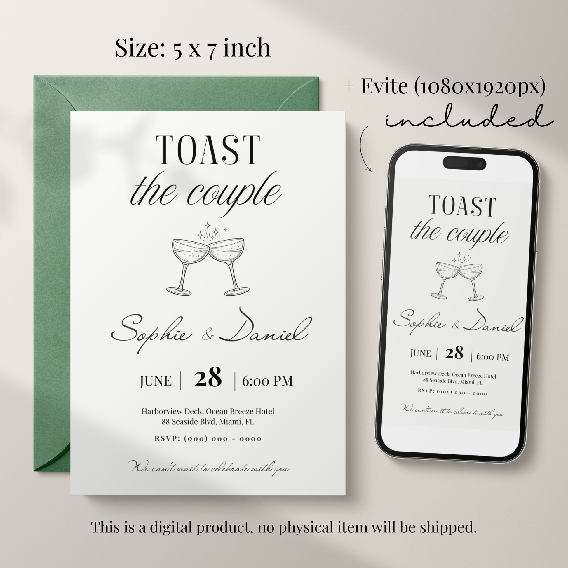 Toast the Couple — Engagement Party Invitation Template by Pretty Digital — view 2