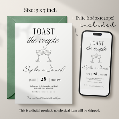 Toast the Couple — Engagement Party Invitation Template by Pretty Digital — view 2
