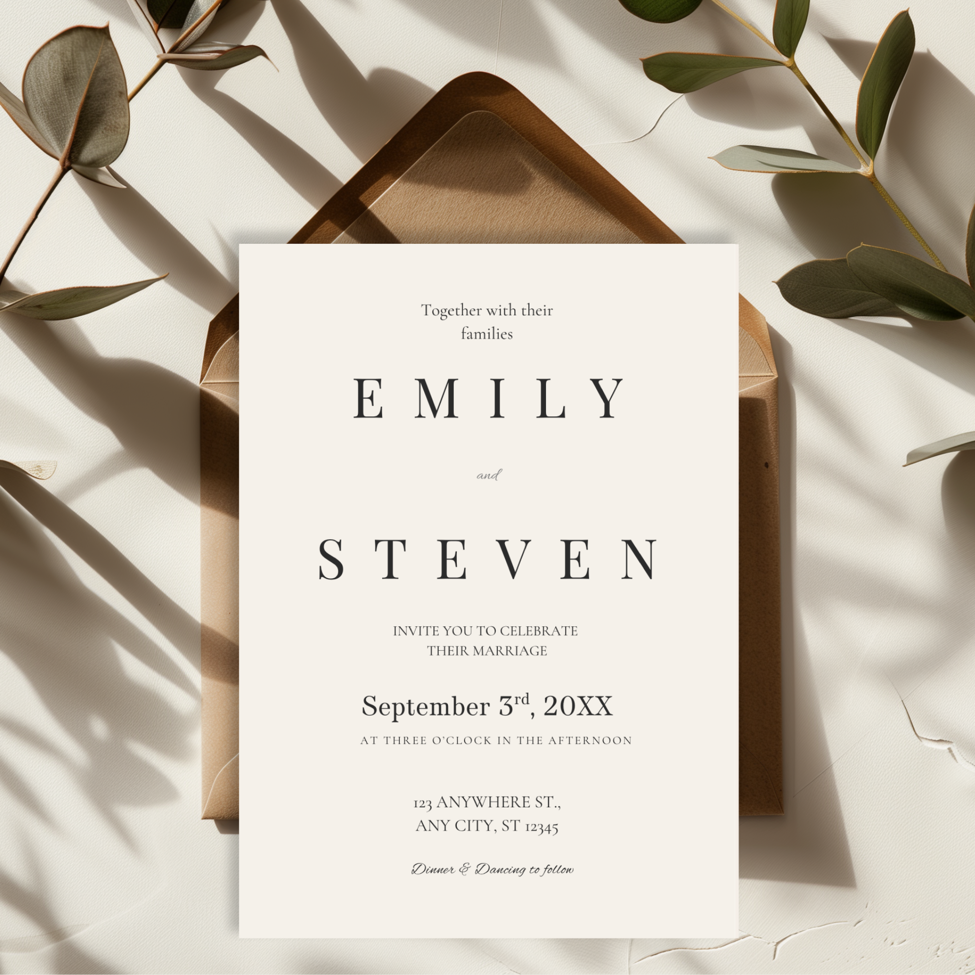 Ivory Classic Elegant Wedding Invitation by Pretty Digital — view 3