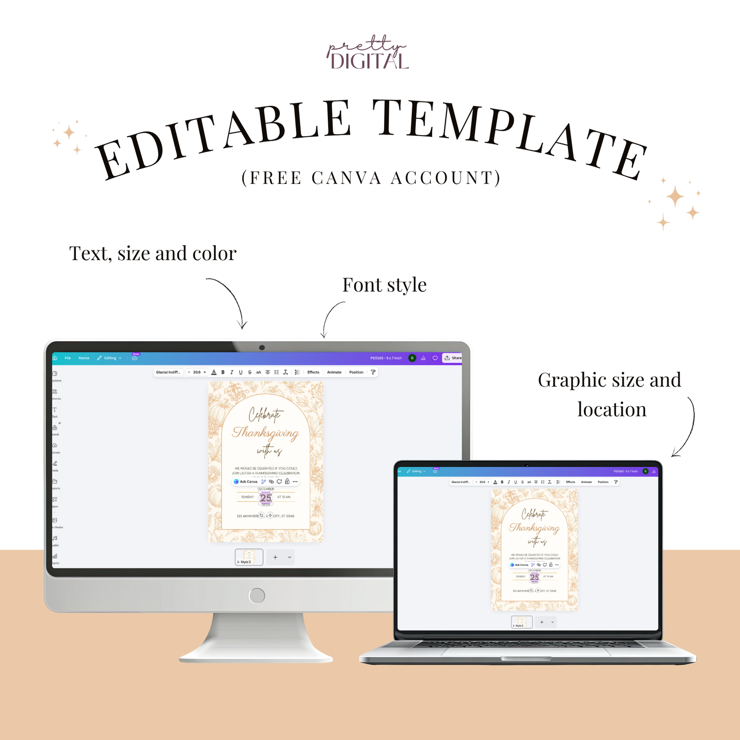 Celebrate Thanksgiving — Modern Thanksgiving Invitation Template by Pretty Digital — printable digital download