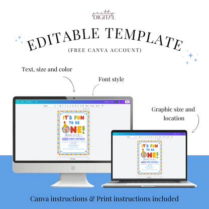 Fun To Be One photo first birthday invitation template for boys – preview 4