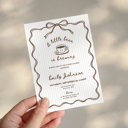 A Little Bean Is Brewing coffee baby shower invitation template – preview 10
