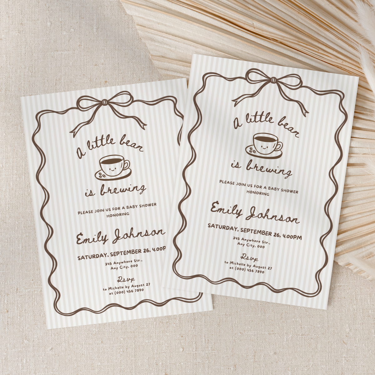 A Little Bean Is Brewing coffee baby shower invitation template – preview 6